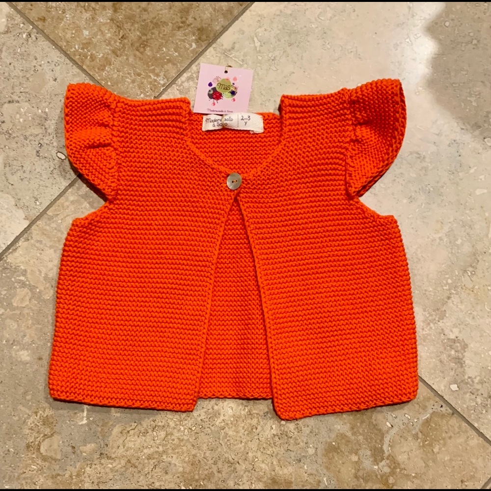 NWT Mademoiselle a SOHO red/orange lacery dina sweater top/vest, 2-3YR